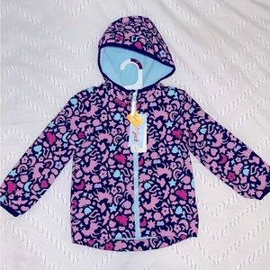NWT Cat & Jack spring fall hoodie‎ jacket— Navy/Pink Unicorn sz 3T